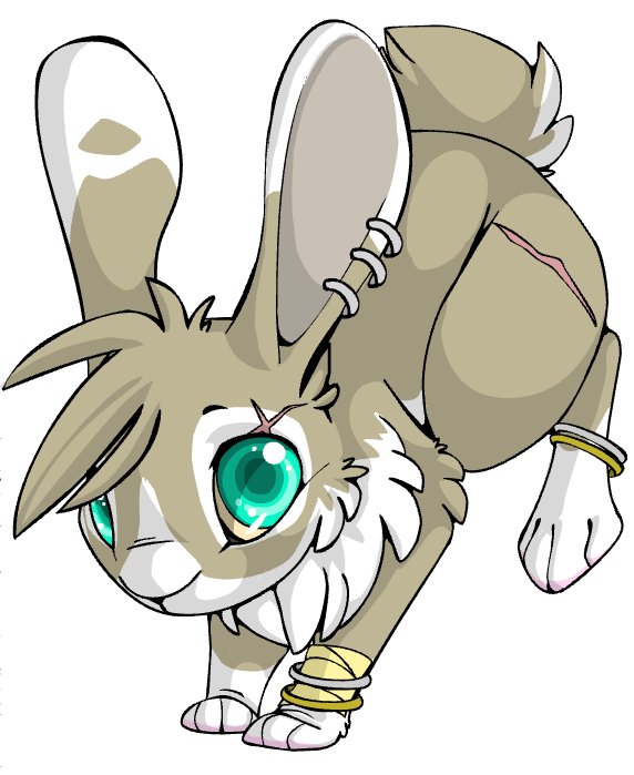 a cream colored anime styled rabbit